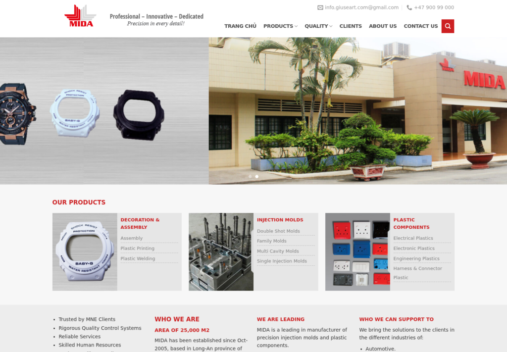 Mẫu website máy công nghiệp MIDA