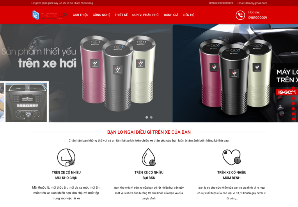 Mẫu website máy lọc không khí cho ô tô