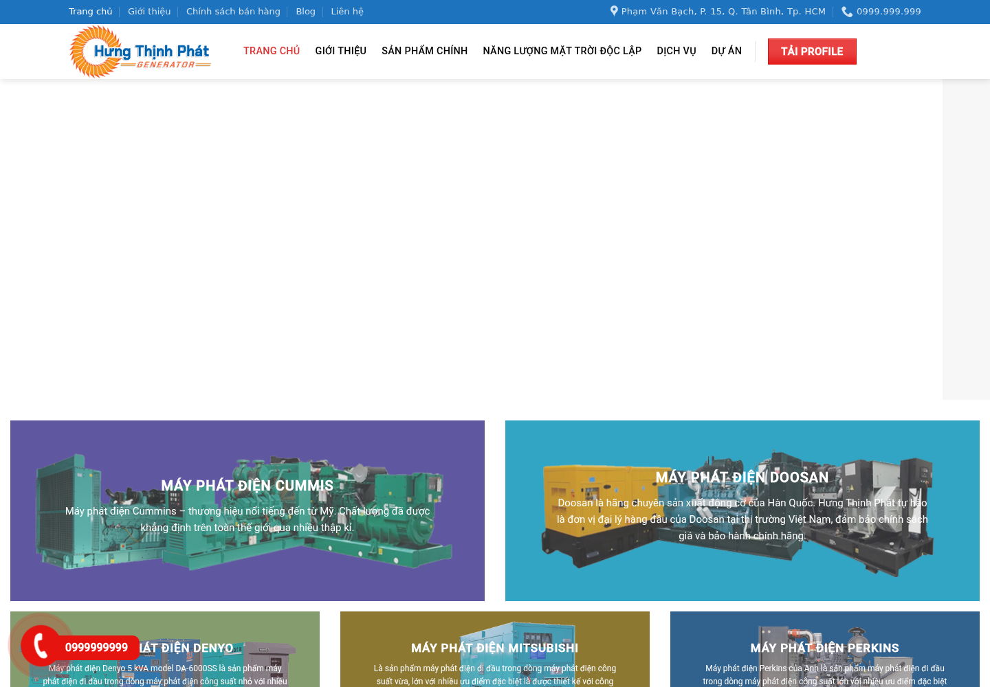 Mẫu website bán máy phát điện