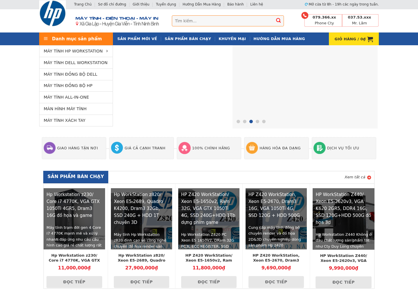 Mẫu website bán hàng máy tính & linh kiện