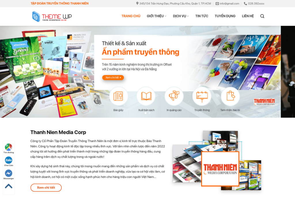 Mẫu website công ty truyền thông và in ấn