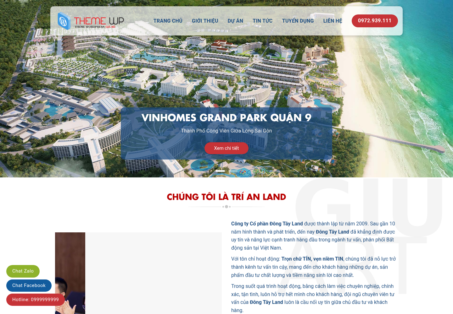 Mẫu website bất động sản Trí An Land