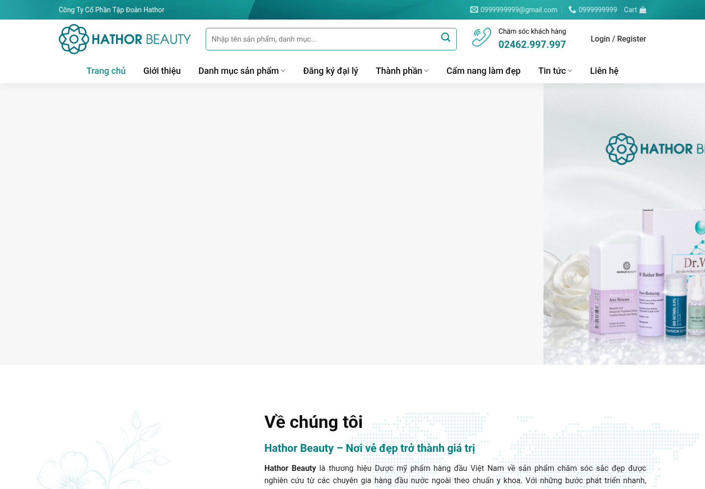 Mẫu website bán mỹ phẩm Hathor Beauty