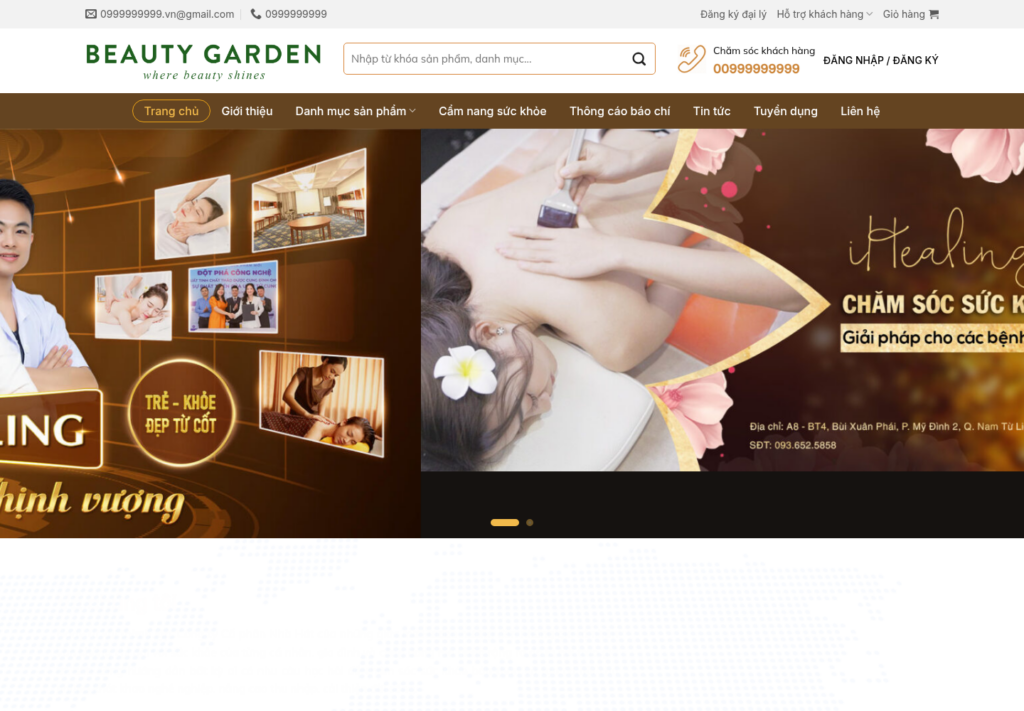 Mẫu website bán hàng mỹ phẩm & spa Beauty Garden