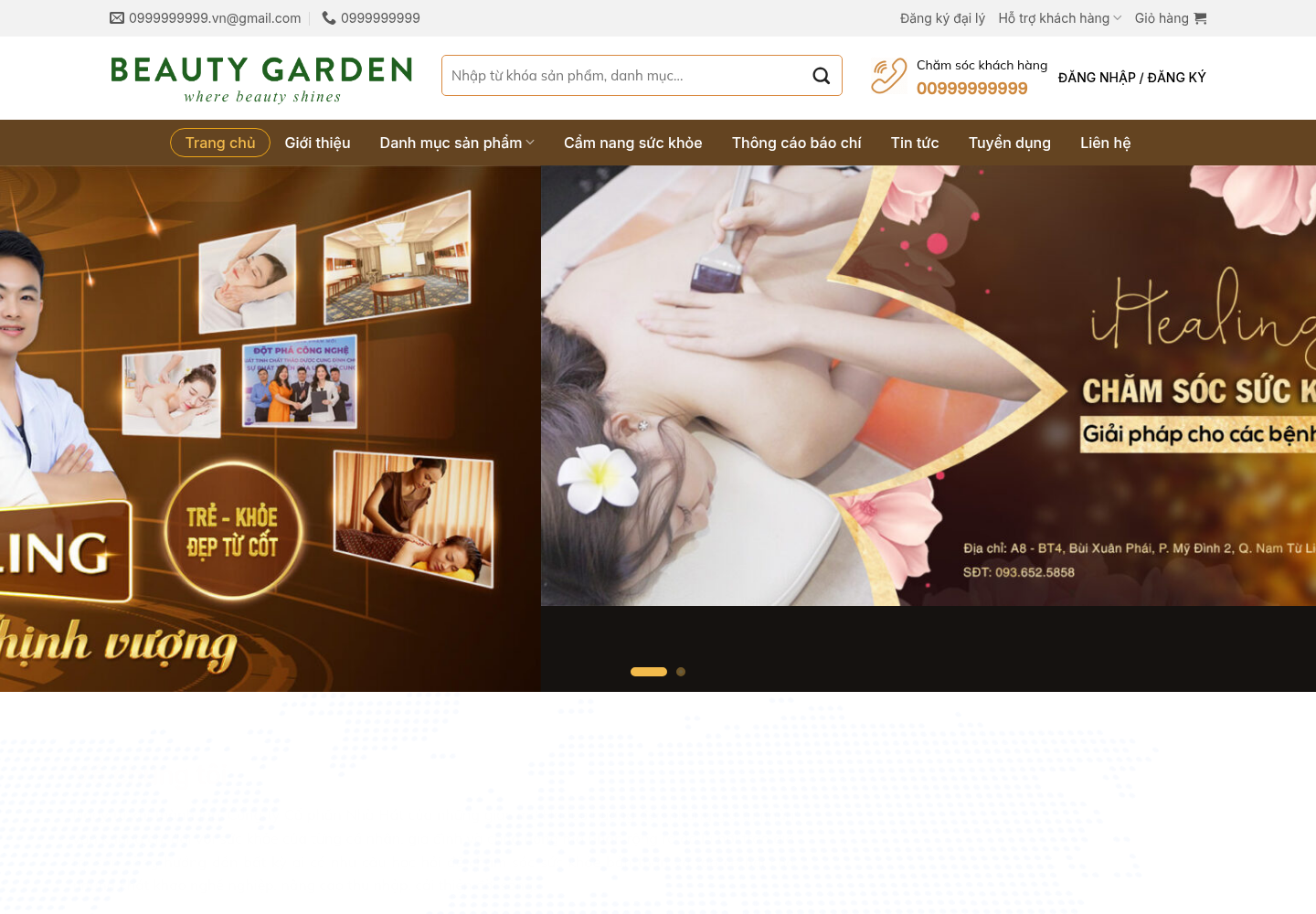 Mẫu website bán hàng mỹ phẩm & spa Beauty Garden