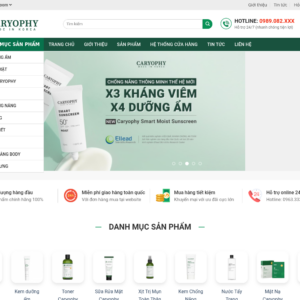 Mẫu website mỹ phẩm Caryophy