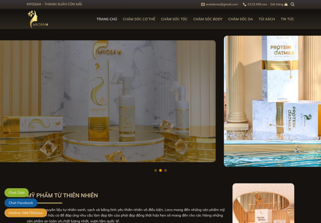 Mẫu website mỹ phẩm MyosaH