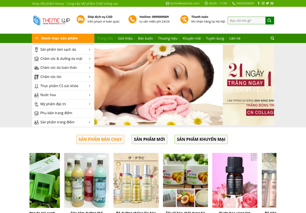 Mẫu website bán mỹ phẩm
