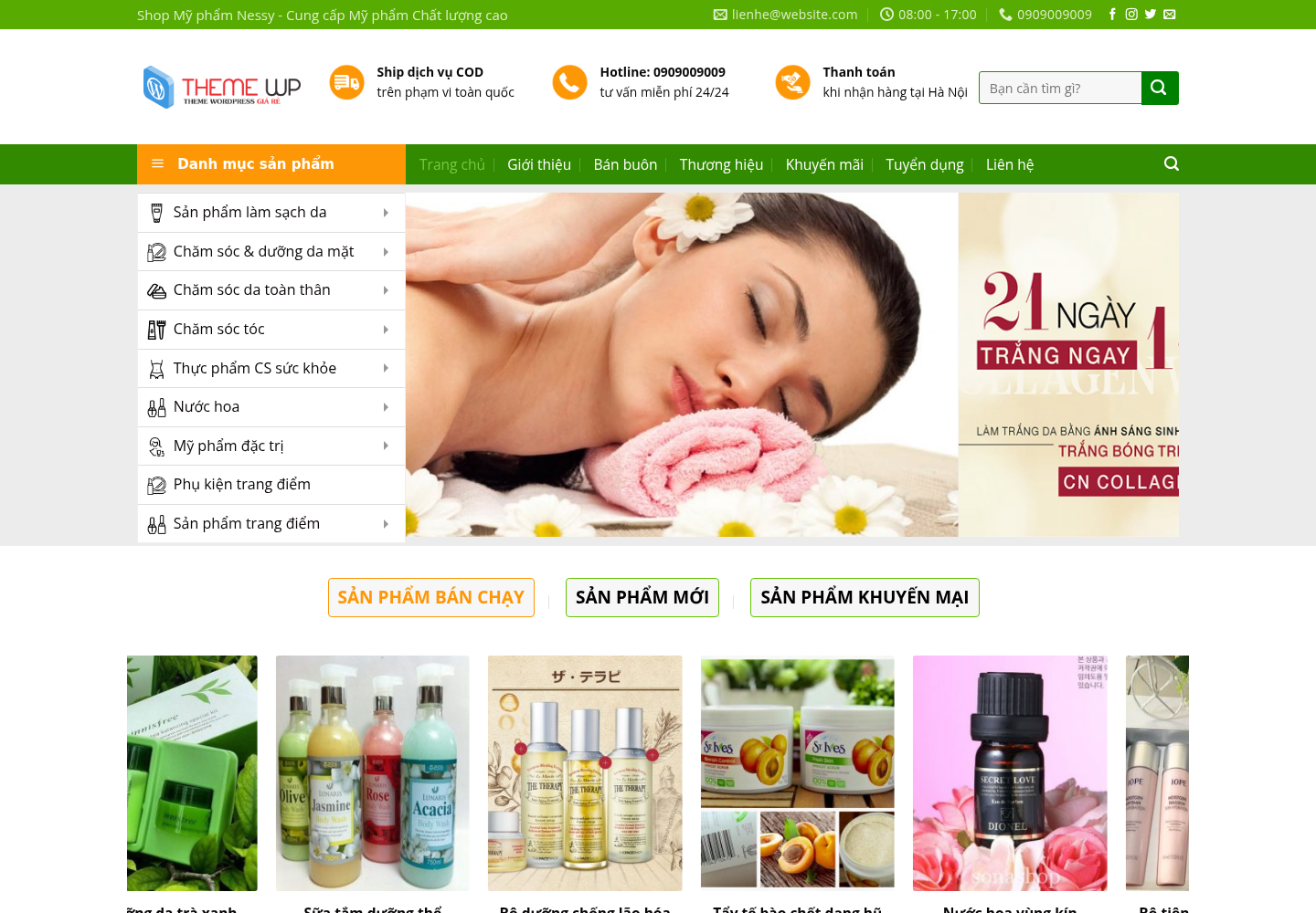 Mẫu website bán mỹ phẩm