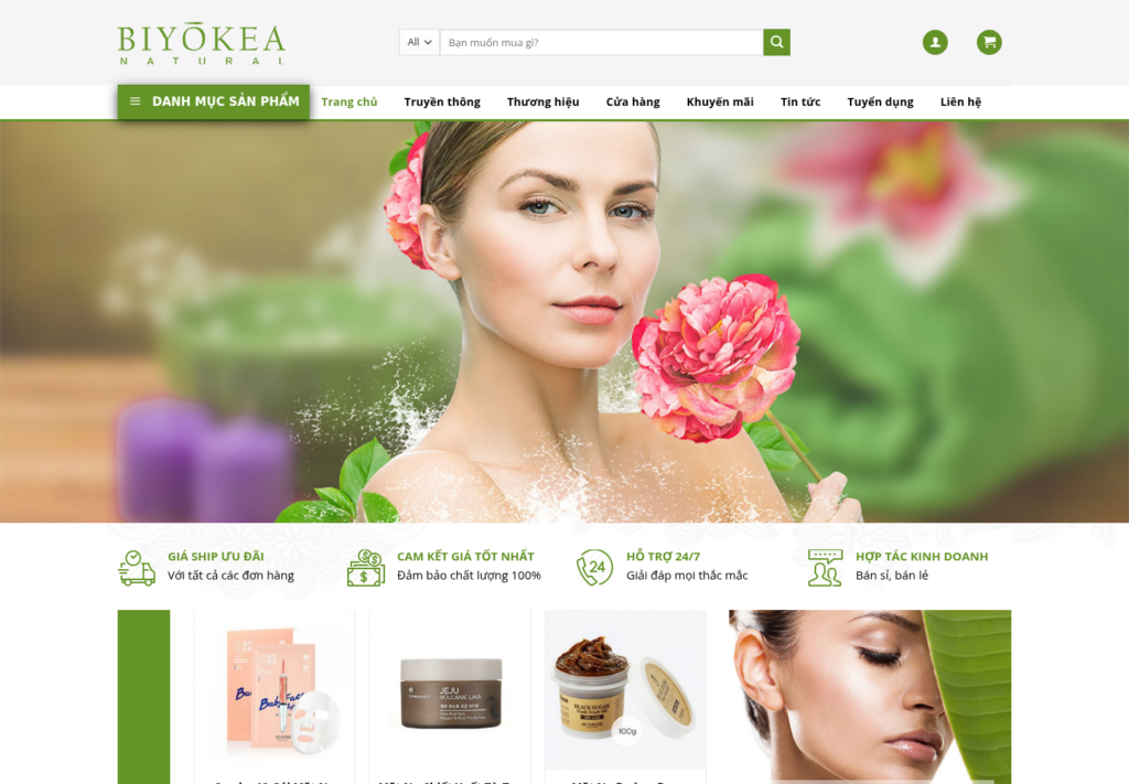 Mẫu website bán hàng mỹ phẩm BiYokea