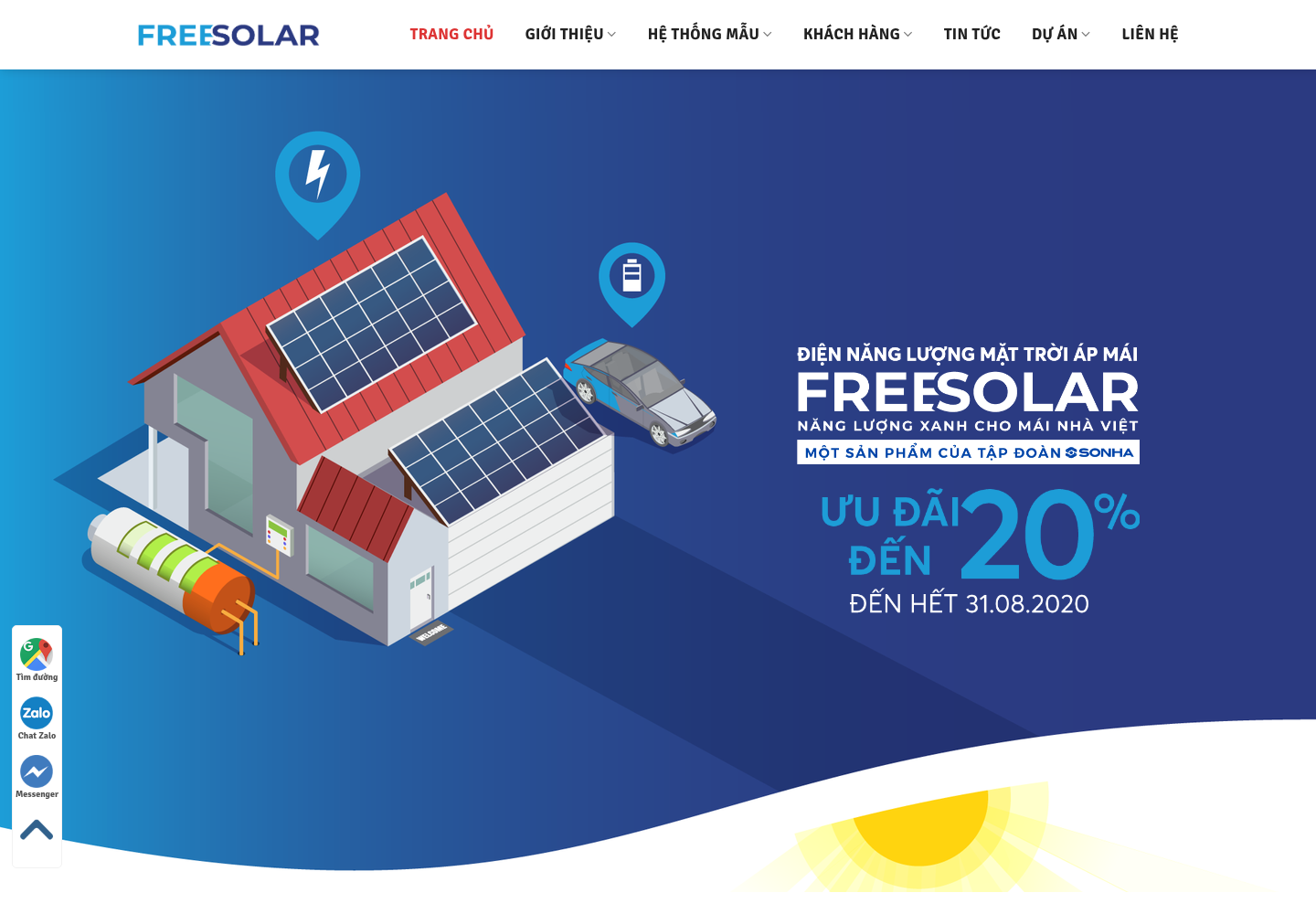 Mẫu website năng lượng mặt trời FreeSolar