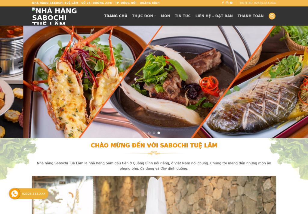 Mẫu website nhà hàng Sabochi Tuệ Lâm