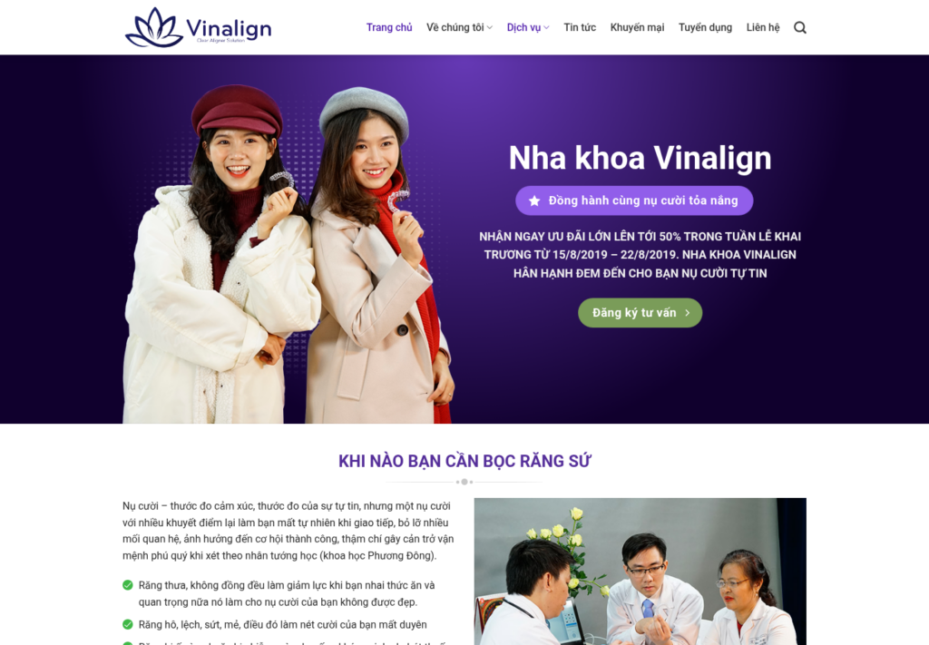 Mẫu website nha khoa Vinalign