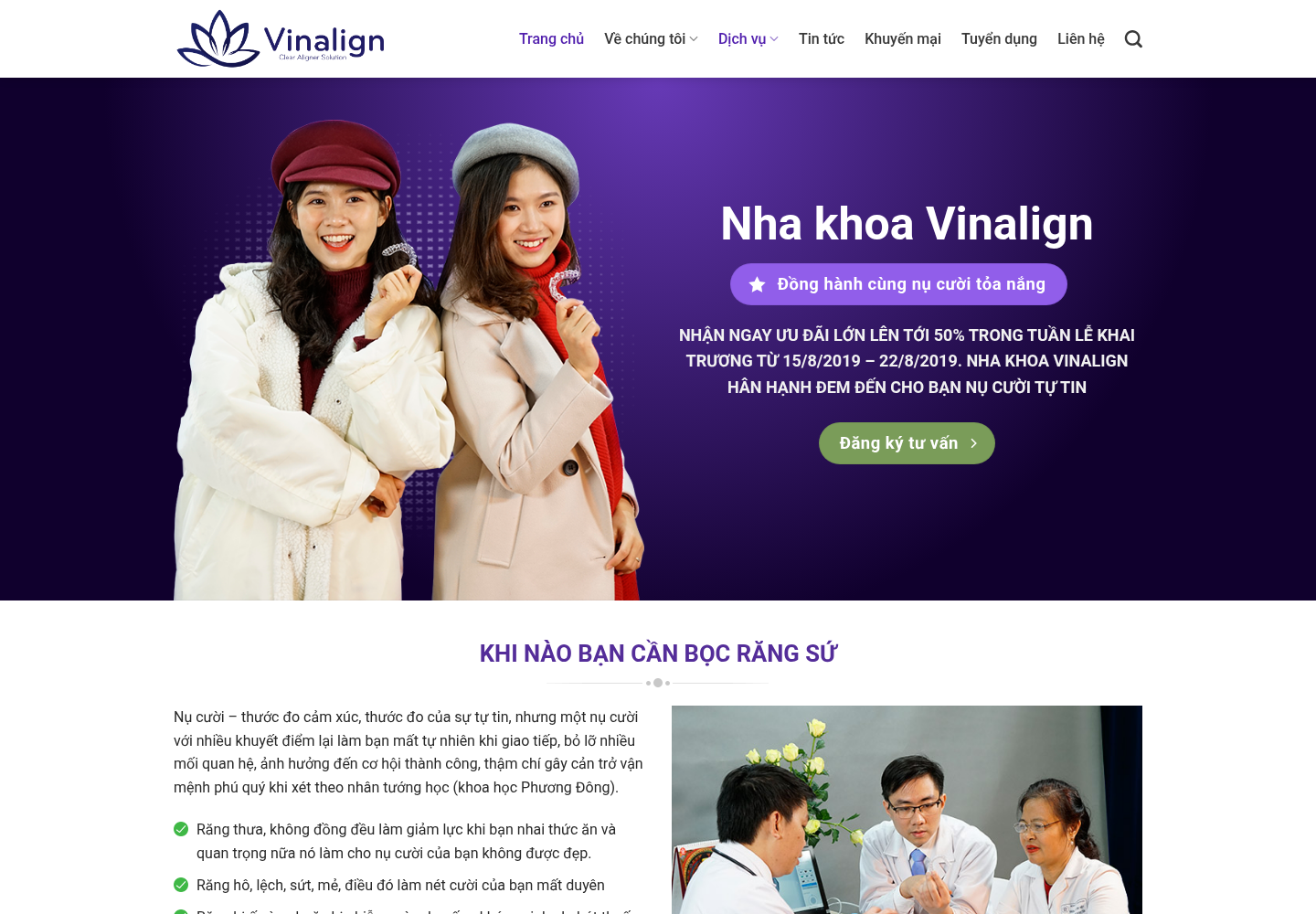 Mẫu website nha khoa Vinalign
