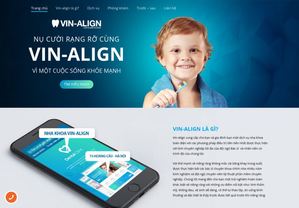 Mẫu website phòng khám nha khoa Vin-Align