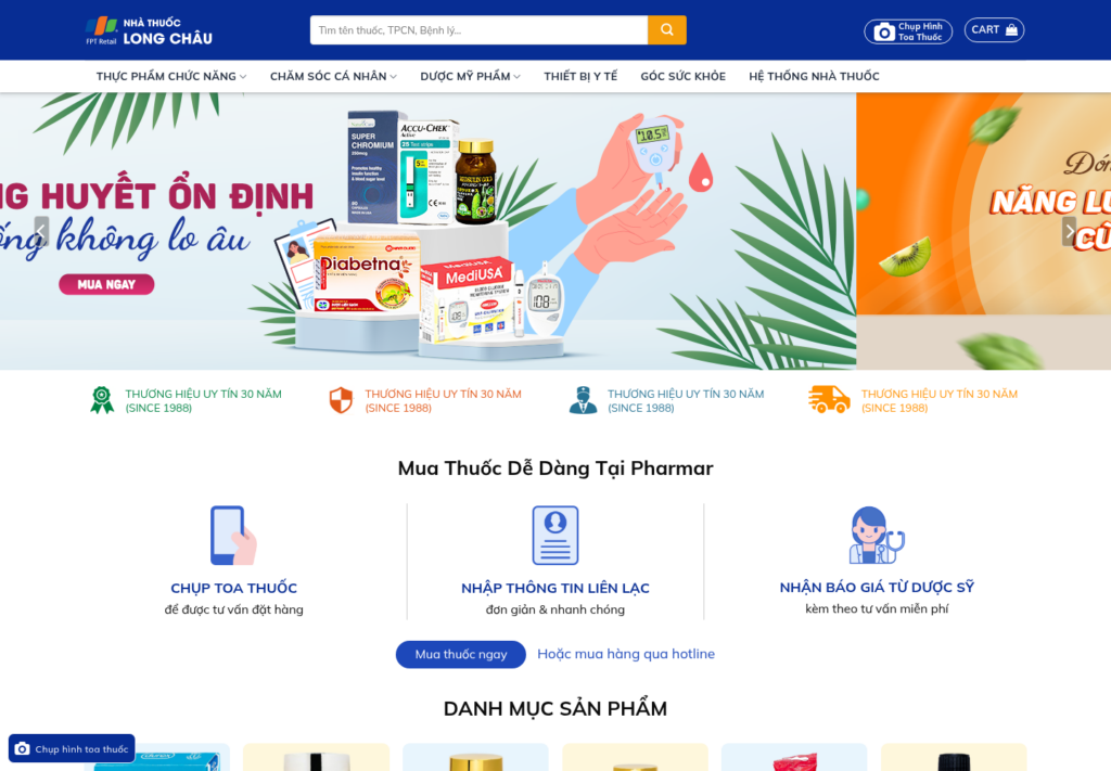 Mẫu website nhà thuốc Long Châu