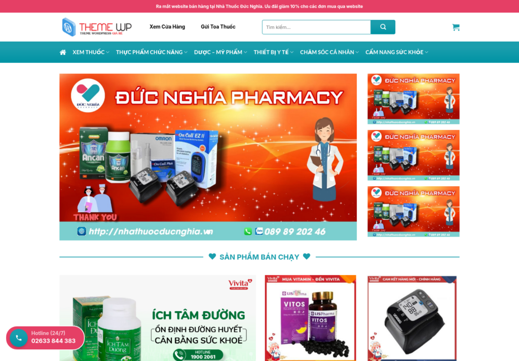 Mẫu website nhà thuốc Đức Nghĩa