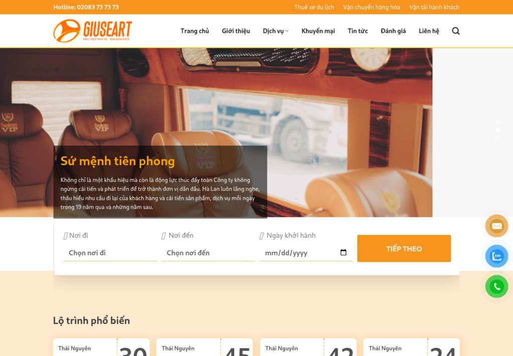 Mẫu website nhà xe