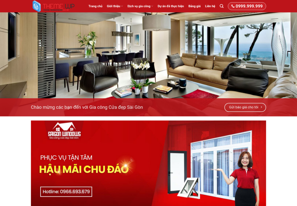 Mẫu website cửa nhôm kính Saigon Windows