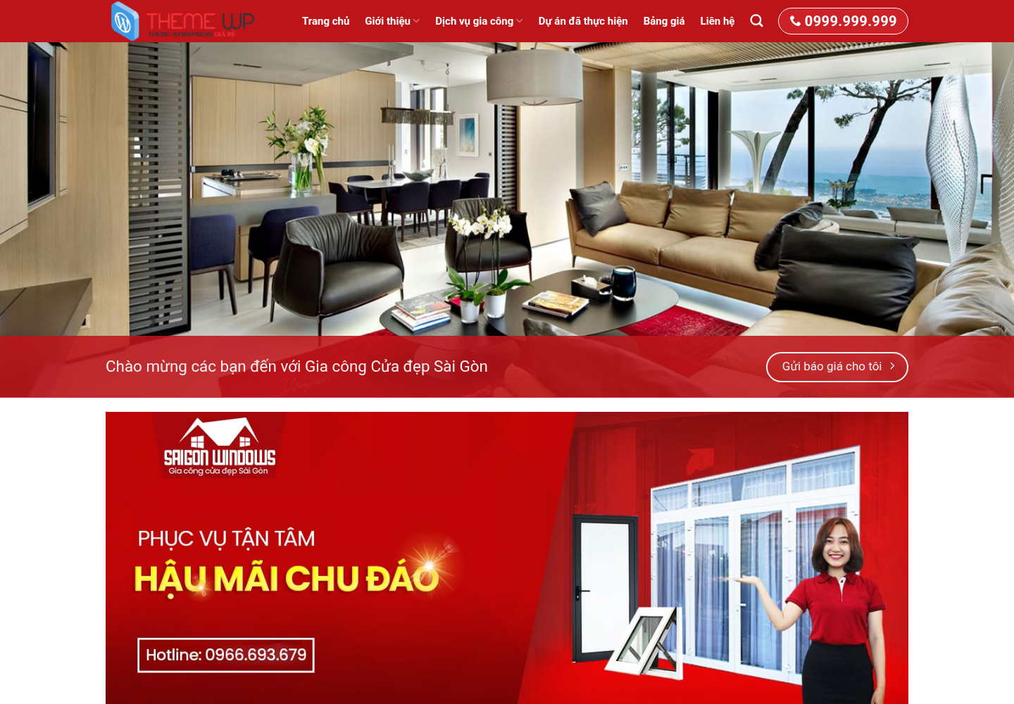 Mẫu website cửa nhôm kính Saigon Windows