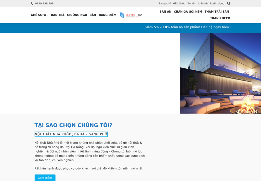 Mẫu website nội thất Nhà Phố