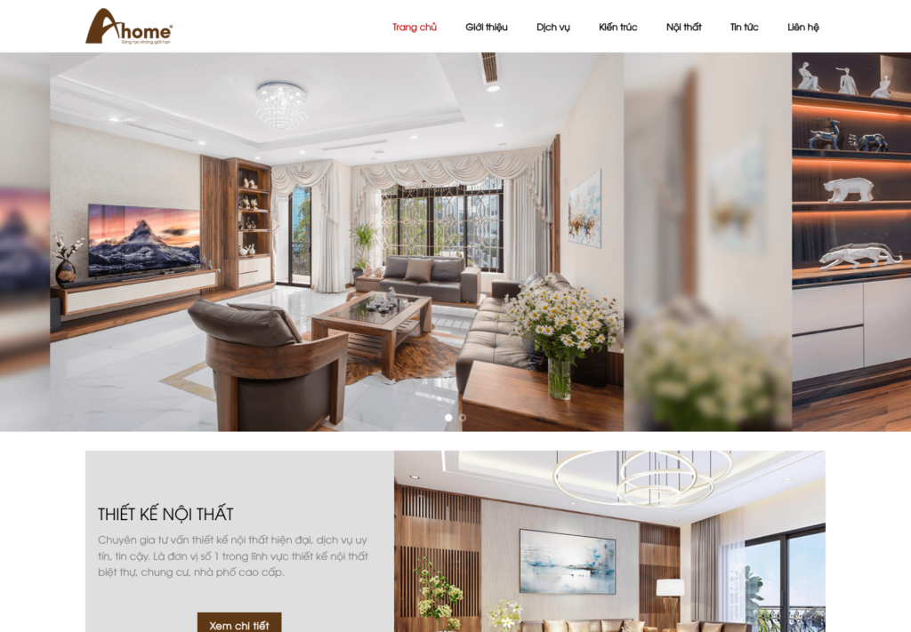 Mẫu website nội thất Ahome