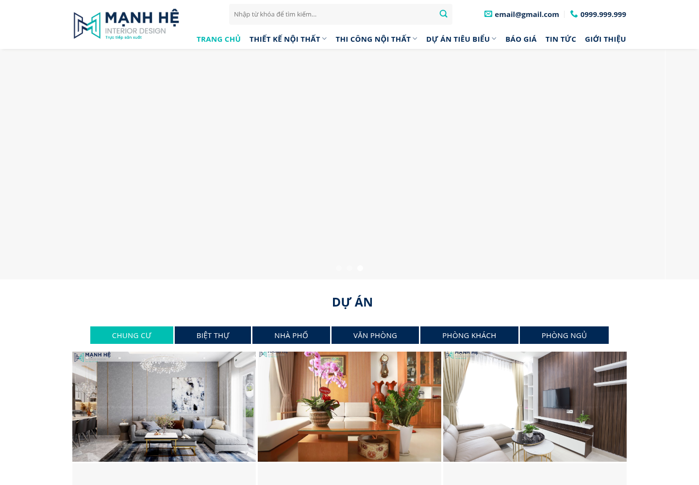 Mẫu website nội thất Mạnh Hệ