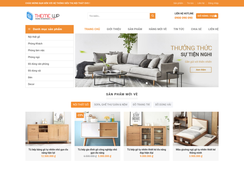 Mẫu website nội thất đồ gỗ gia dụng
