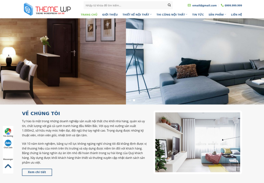 Mẫu website nội thất hiện đại