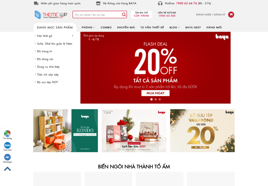 Mẫu website nội thất Baya