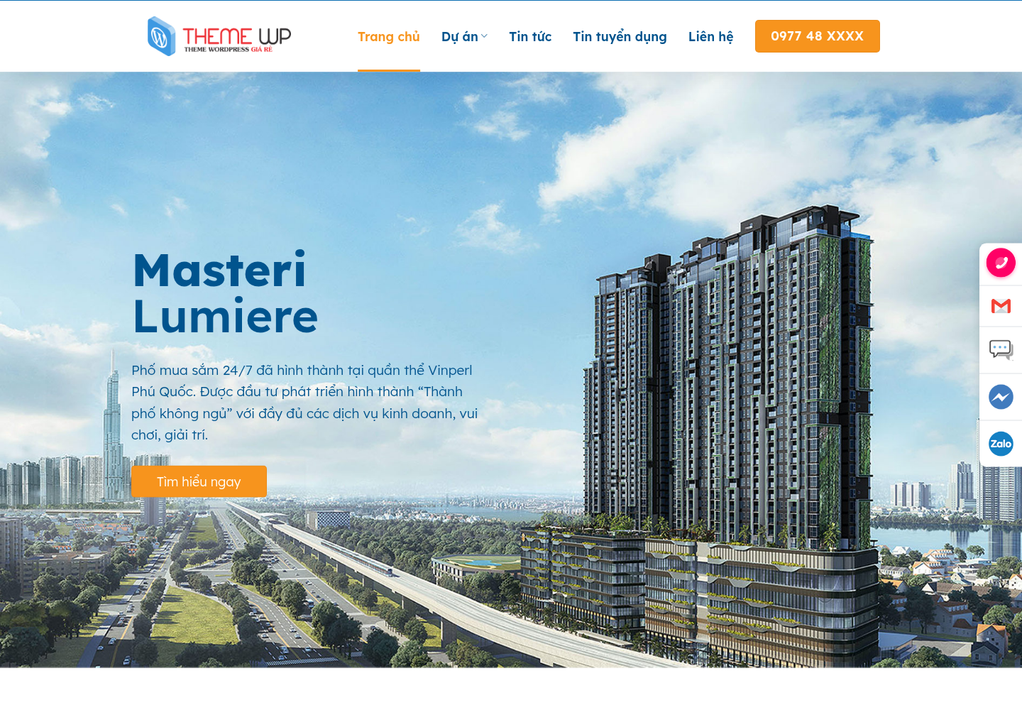 Mẫu website bất động sản Masteri Lumiere