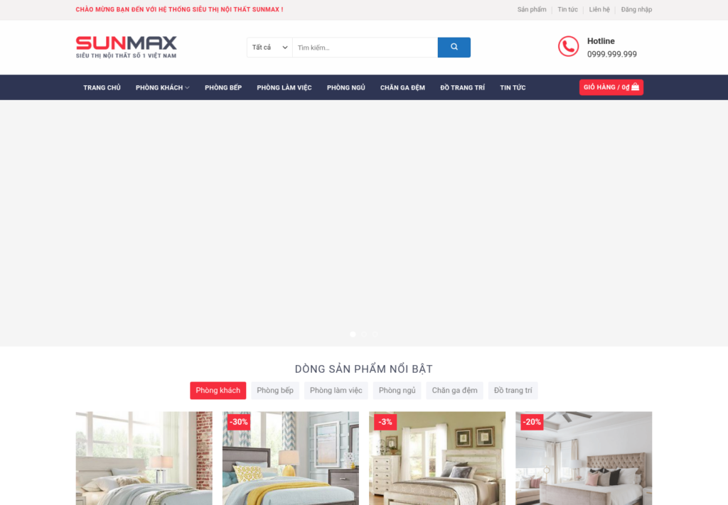 Mẫu website nội thất Sunmax
