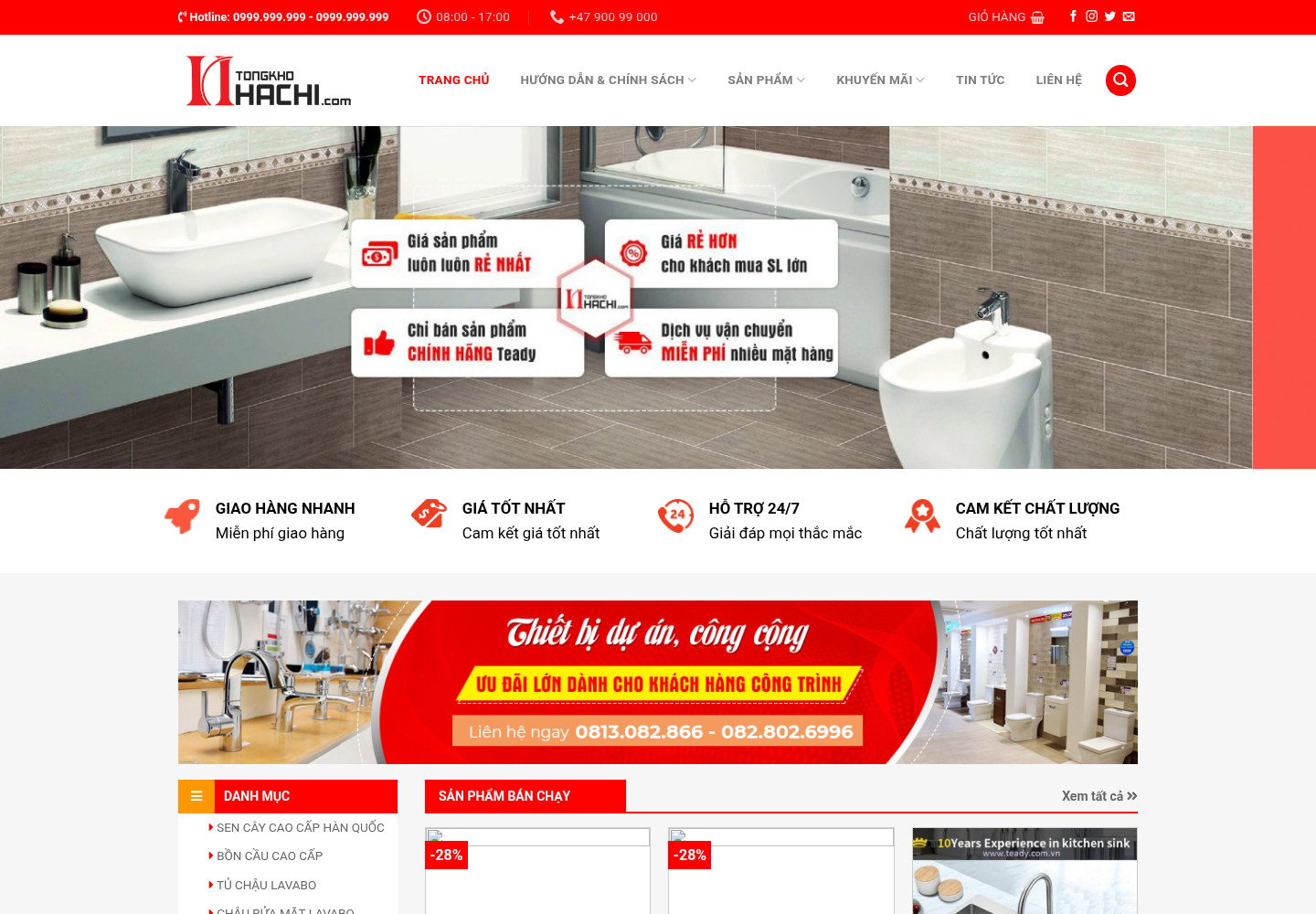 Mẫu website nội thất và thiết bị vệ sinh