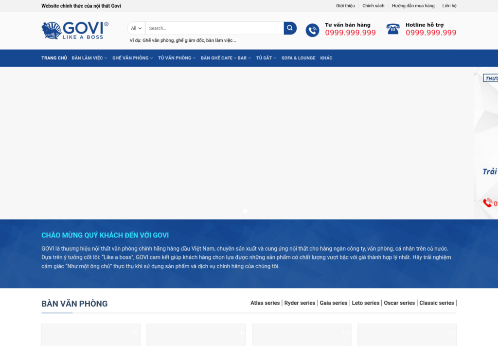 Mẫu website nội thất Govi