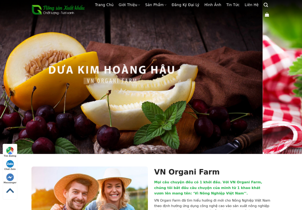 Mẫu website nông sản – VN Organi Farm