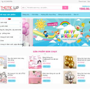 Mẫu website bán hàng trang trí tiệc và phụ kiện sinh nhật