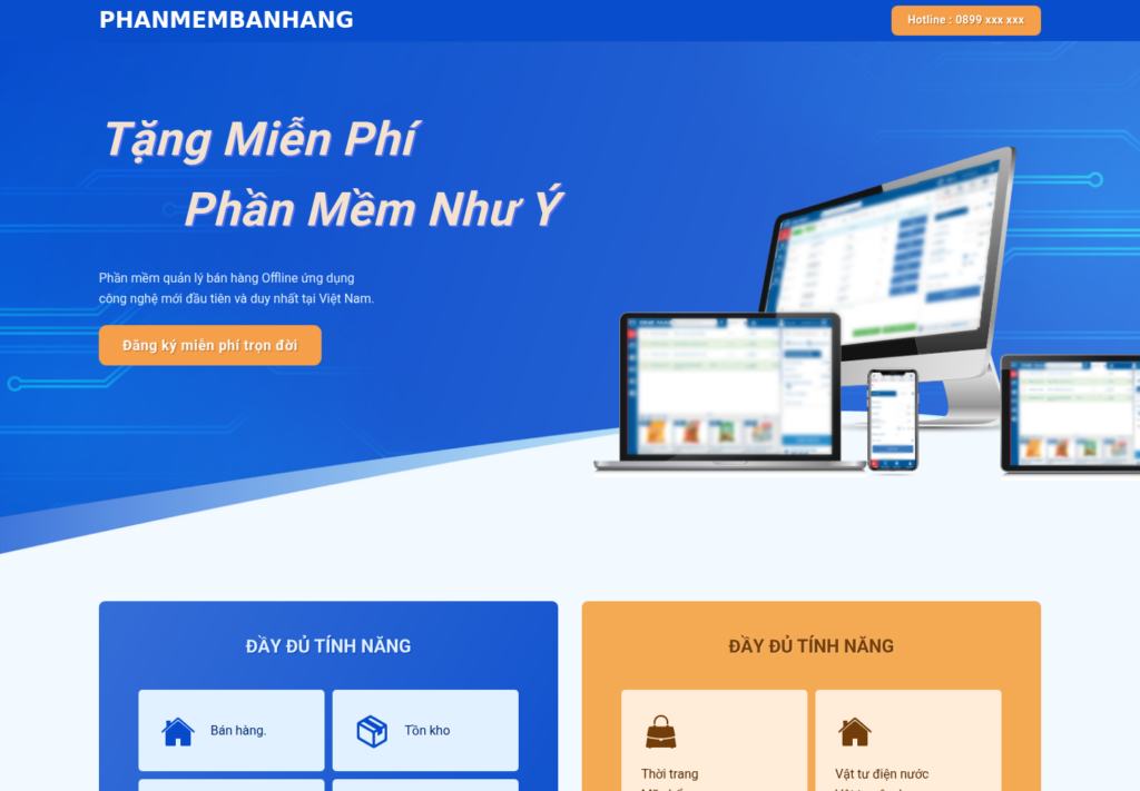 Mẫu website bán hàng cho phần mềm quản lý bán hàng