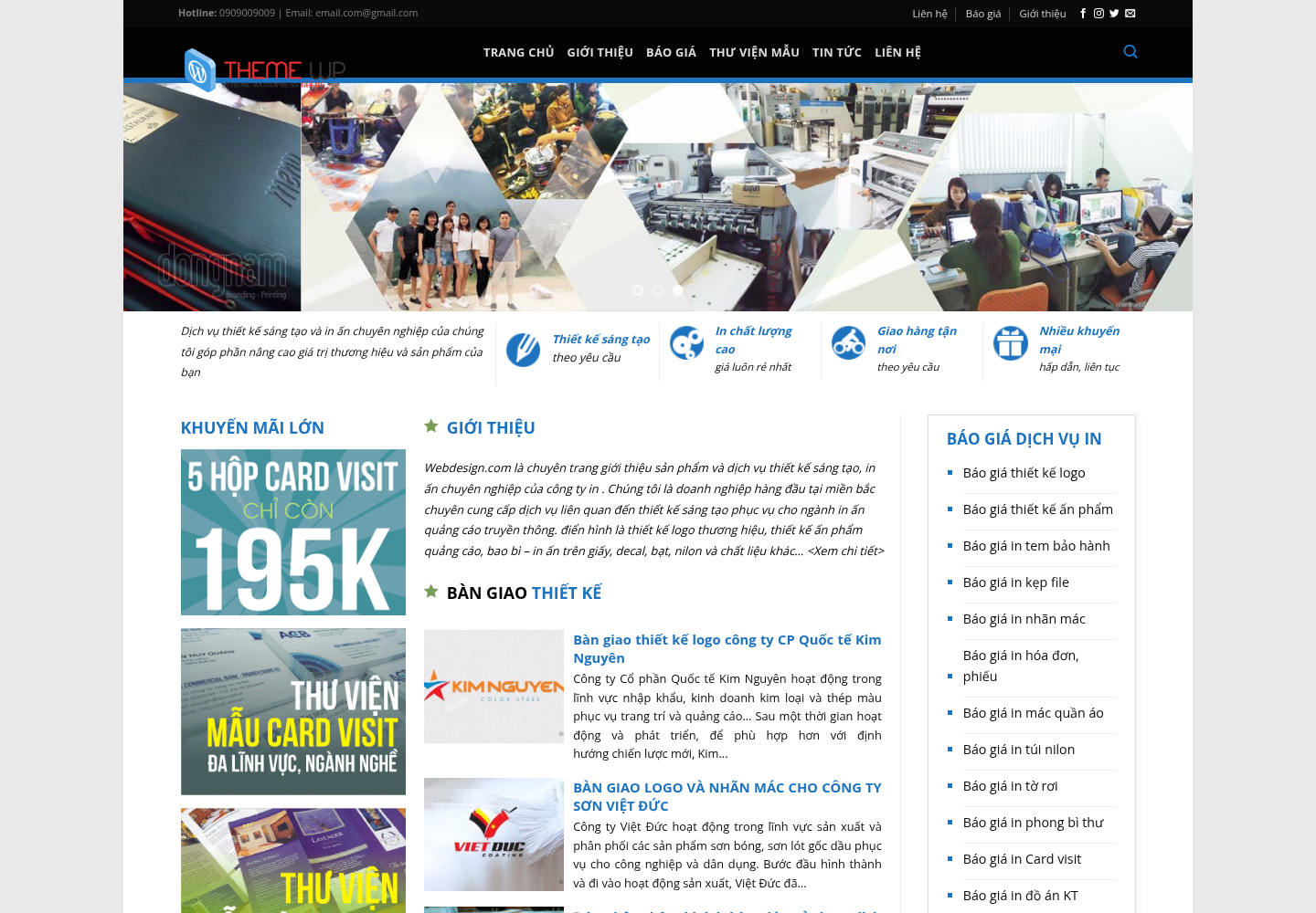 Mẫu website in ấn chuyên nghiệp