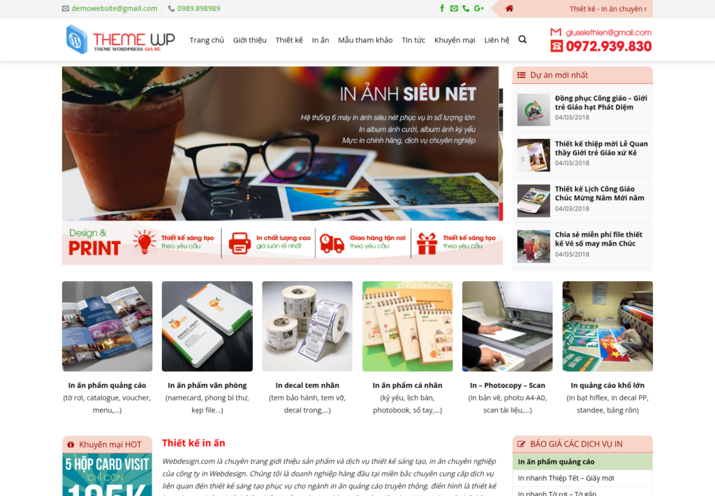 Mẫu website in ấn chuyên nghiệp