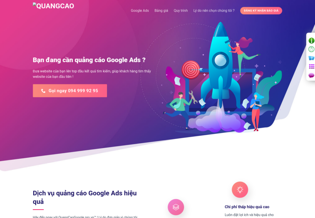 Mẫu website quảng cáo Google Ads