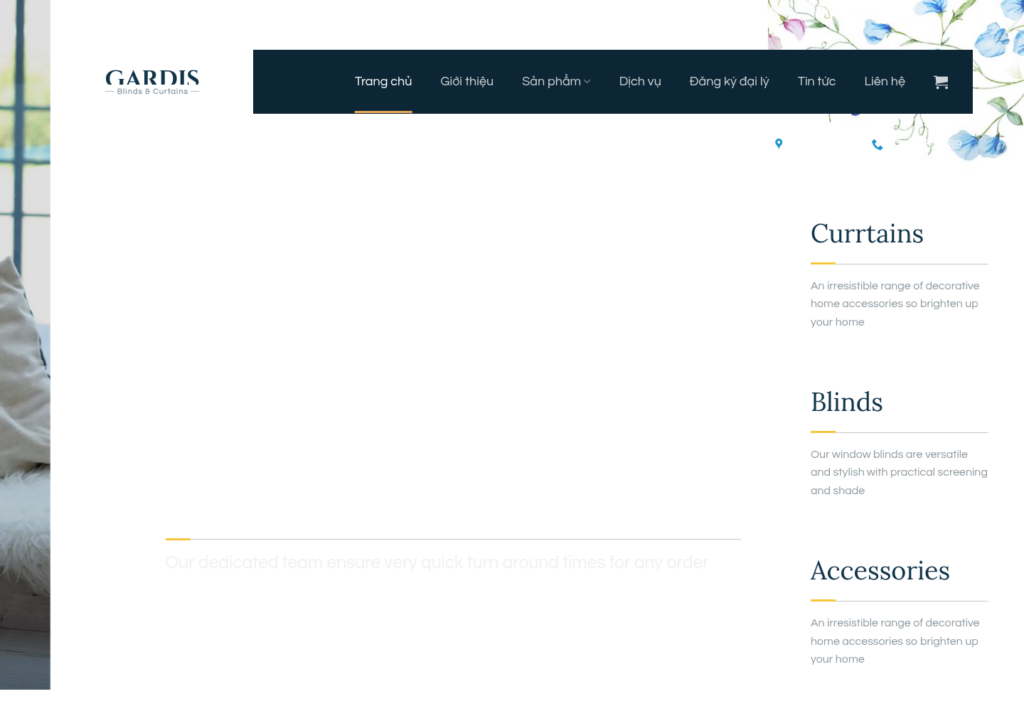 Mẫu website rèm cửa Gardis