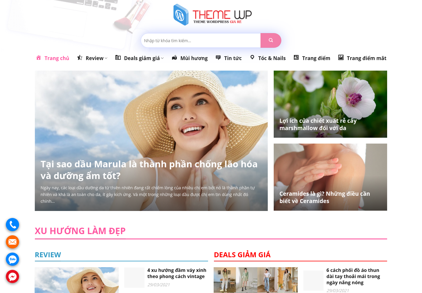 Mẫu website review mỹ phẩm và làm đẹp