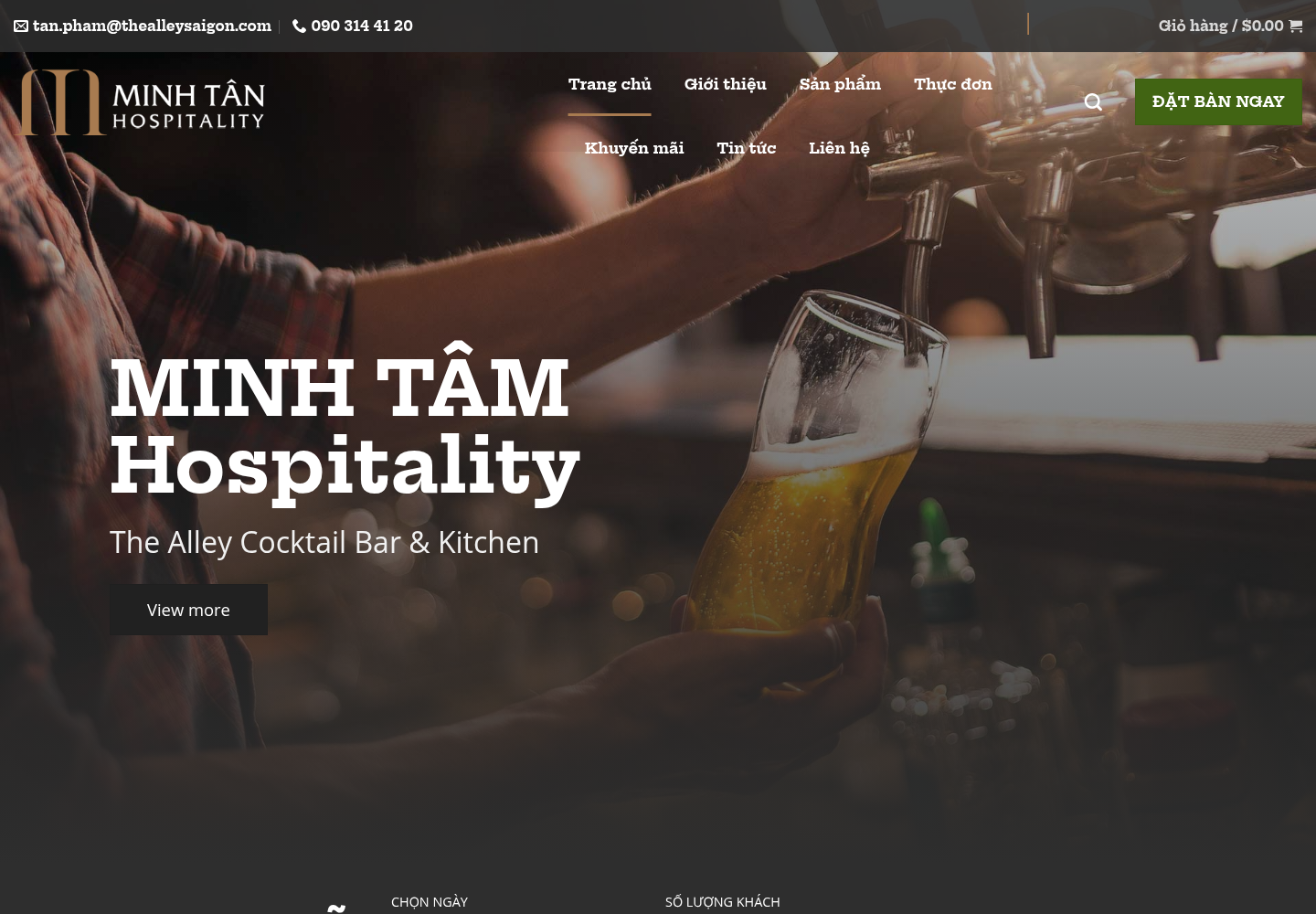 Mẫu website nhà hàng & quán bar