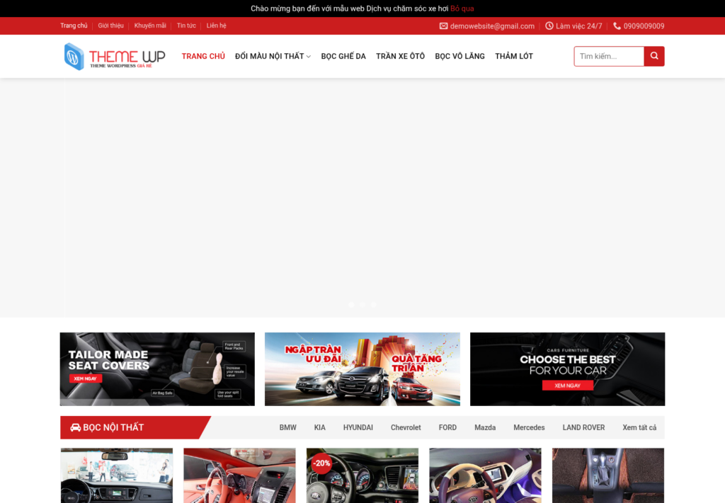 Mẫu website phụ kiện và dịch vụ nội thất ô tô