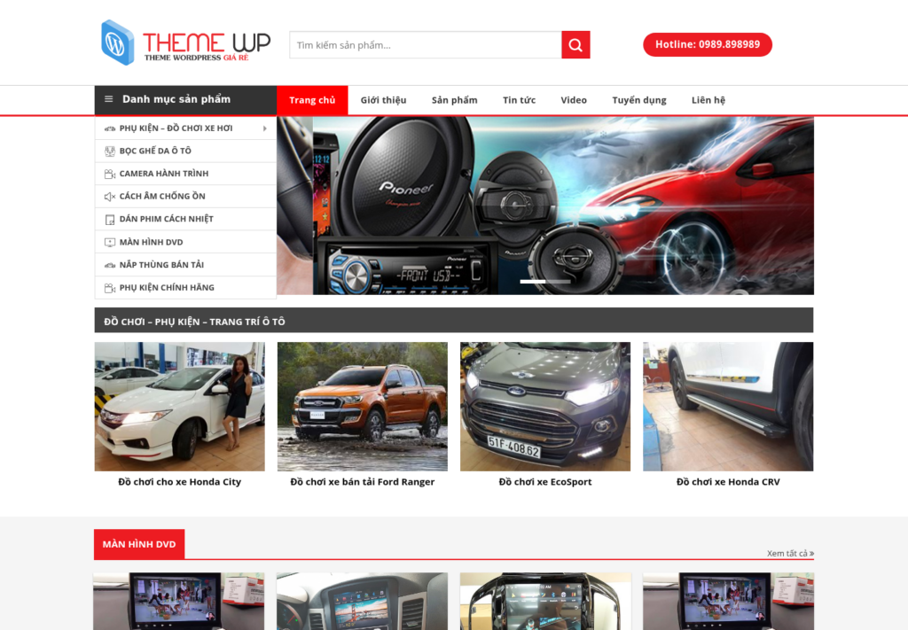 Mẫu website phụ kiện ô tô và đồ chơi xe