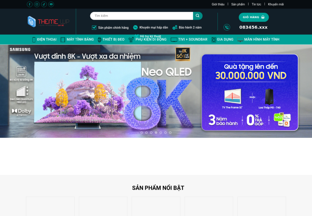 Mẫu website bán hàng điện máy Samsung