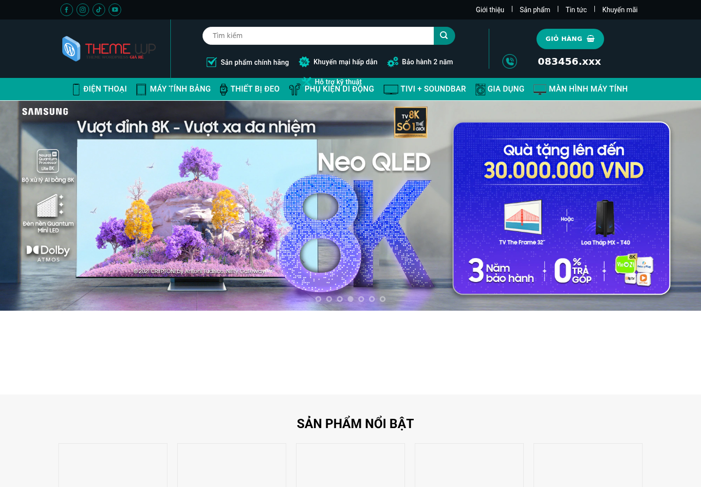 Mẫu website bán hàng điện máy Samsung