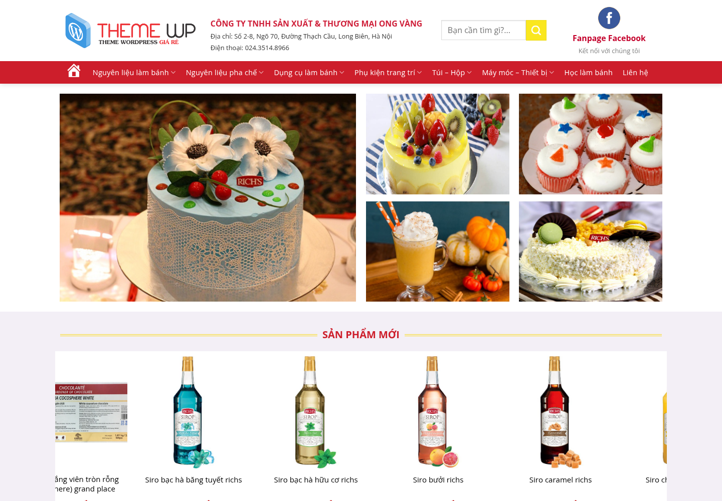 Mẫu website thực phẩm - Nguyên liệu và dụng cụ làm bánh