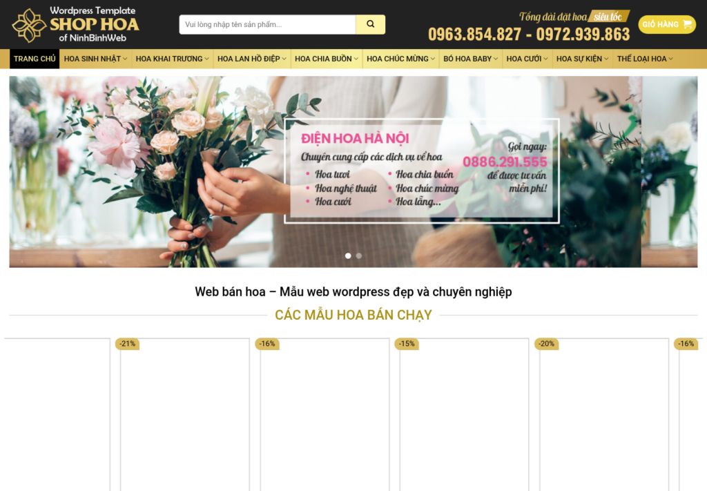 Mẫu website bán hoa chuyên nghiệp