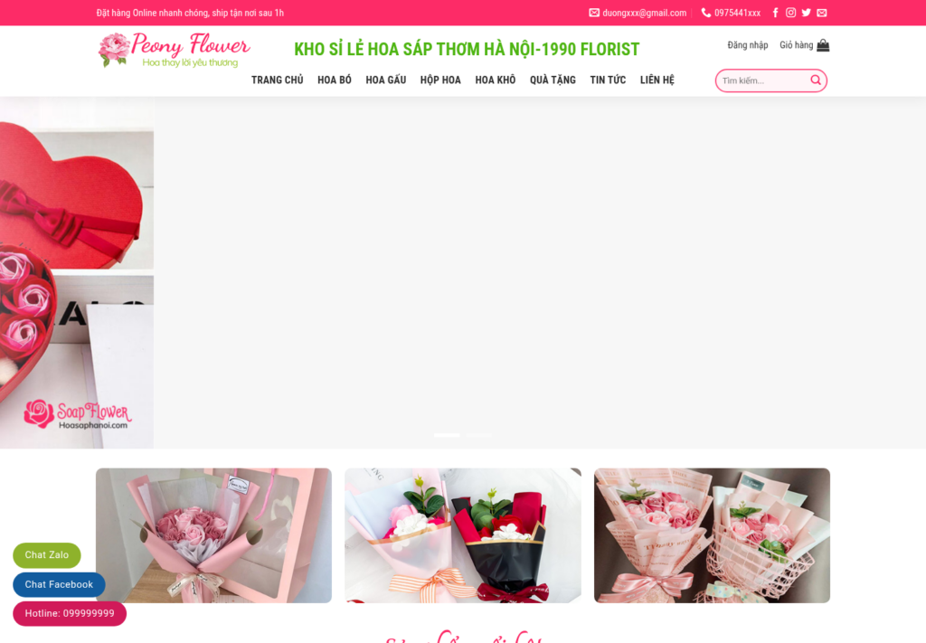 Mẫu website bán hoa Peony Flower